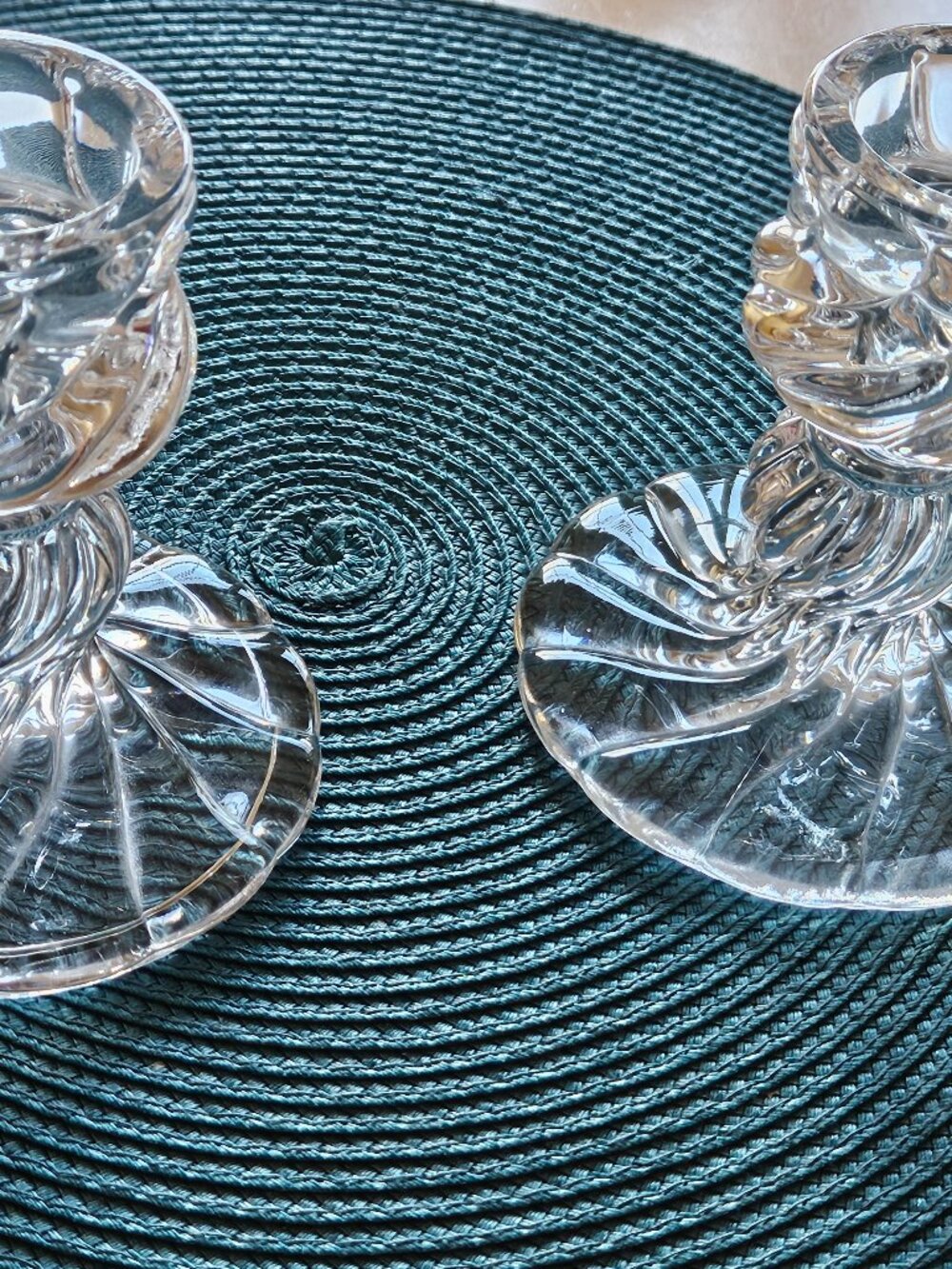 Pair of Heavy Crystal Swirl Candlestick Holders ***Wedding Gift/Holiday Table***